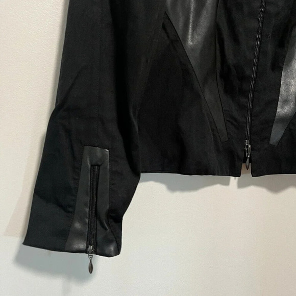 Anne Fontaine Vintage Black Paneled Zip Front Collared Blouse Size 2 - Picture 3 of 7